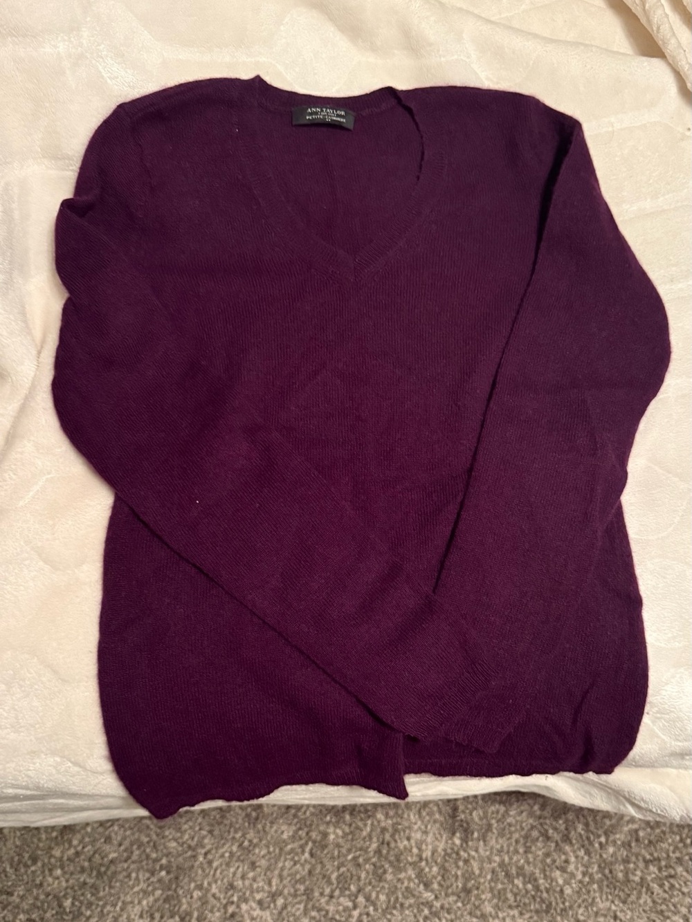Ann Taylor Purple Cashmere V-Neck Sweater